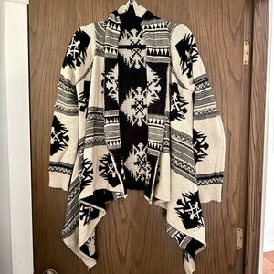 Debut Western Black & White Shawl Cardigan